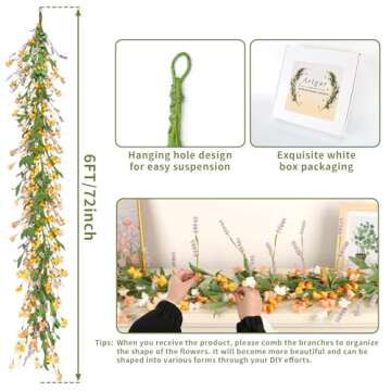 Artgar 6Ft Flower Garland for Home Indoor Outdoor Decor