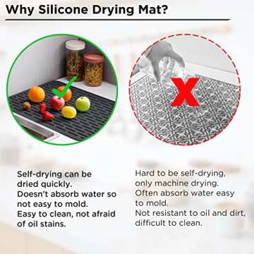 SOSMAR Silicone Drying Mat, XL Size 23” x 18”, Dish Drying Mat, Large Dish Drainer Mat for Kitch...