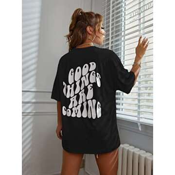 SOLY HUX Women's Trendy Oversized Graphic Tee for Summer