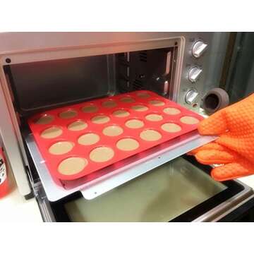 2Packs Mini Muffin Pan Silicone Cupcake Baking Cups - Non Stick Silicone Molds for Muffin Tins (2 Trays Overlapped, Red)