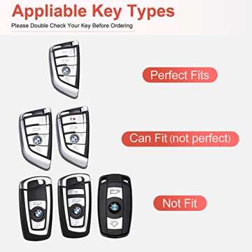 RUABIBAN for BMW Key Fob Cover with Keychain, Soft TPU Key Case Protection Fit for BMW X1 X2 X3 X5 X...