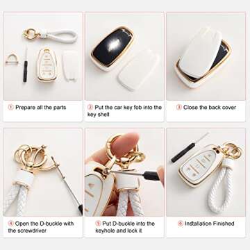 RUABIBAN for BMW Key Fob Cover with Keychain, Soft TPU Key Case Protection Fit for BMW X1 X2 X3 X5 X6 X7 and Series 1 2 3 4 5 6 7 8 Remote Smart Key Protector