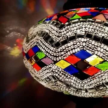 LaModaHome Turkish Lamp Handmade Extra Large Moroccon Tiffany Style Glass Mosaic Desk Table Lamp Light - 14" Tall