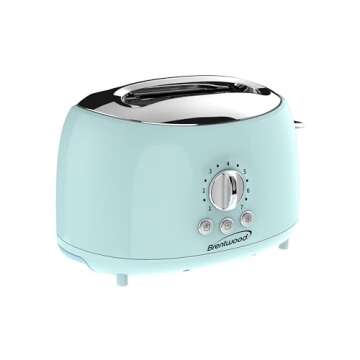 Brentwood Appliances Cool-Touch 2-Slice Retro Toaster with Extra-Wide Slots (Blue)