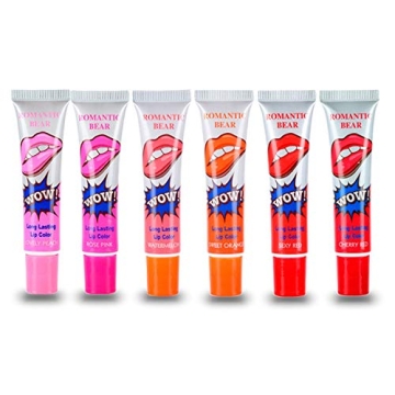 6 Colors Tattoo Magic Color Peel Off Mask Tint Long Lasting Waterproof Lip Gloss by Romantic Bear