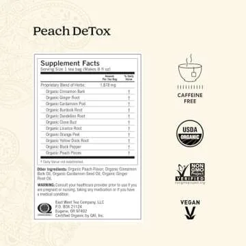 Yogi Tea - Peach DeTox Tea (6 Pack) - Healthy Cleansing Formula with Traditional Ayurvedic Herbs - Caffeine Free - 96 Organic Herbal Tea Bags