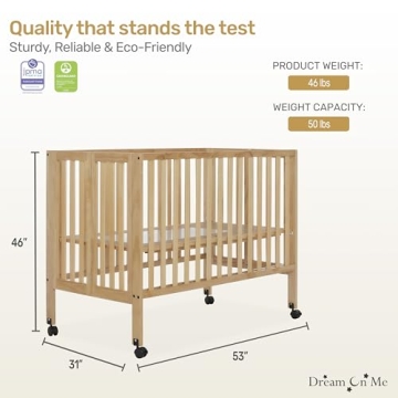 Dream On Me Quinn Folding Crib - Portable & Stylish