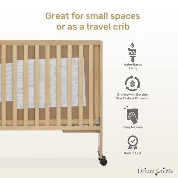 Dream On Me Quinn Folding Crib - Portable & Stylish