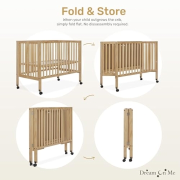 Dream On Me Quinn Folding Crib - Portable & Stylish