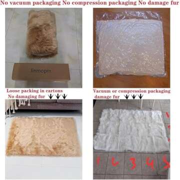 linmopm Faux Fur Rug Sheepskin Shag Fluffy Fuzzy White 2x6 ft Runner Rugs for Bedroom Bedside Bed Floor Living Room Plush High-Density Cushion Carpet Super Sofa Cover