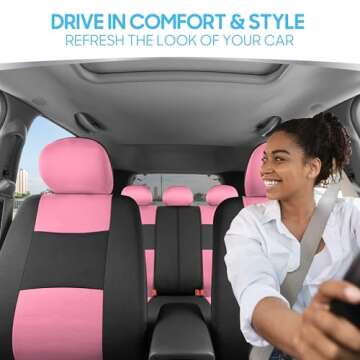 Stylish BDK PolyPro Car Seat Covers Full Set in Pink