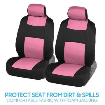 Stylish BDK PolyPro Car Seat Covers Full Set in Pink