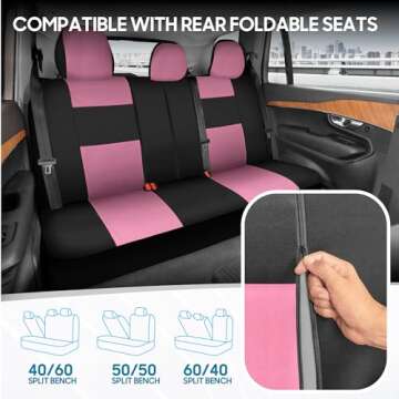 Stylish BDK PolyPro Car Seat Covers Full Set in Pink