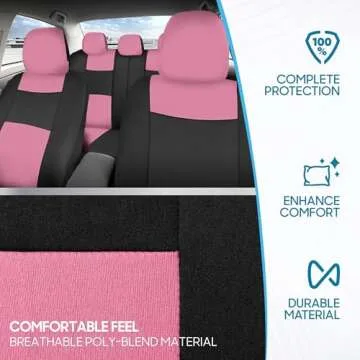 Stylish BDK PolyPro Car Seat Covers Full Set in Pink