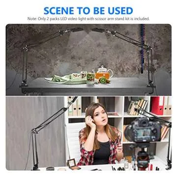 Neewer Video Conference Lighting Kit for Zoom Call Meeting/Remote Working/Self Broadcasting/YouTube Video/Live Streaming: 2-Pack Dimmable 5600K LED Video Light with Scissor Arm Stand & Color Filters