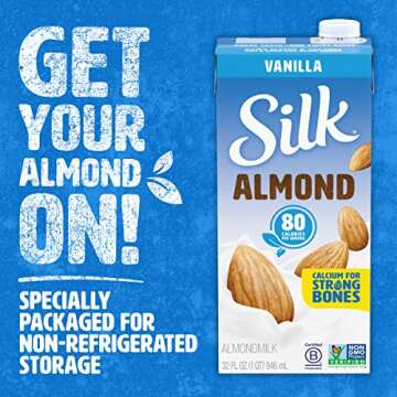 Silk Almond Milk Vanilla - Dairy-Free, Shelf-Stable, Non-GMO