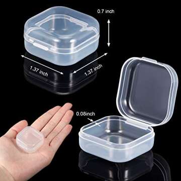SATINIOR 24 Packs Small Clear Plastic Beads Storage Containers Box with Hinged Lid for Storage of Sm...