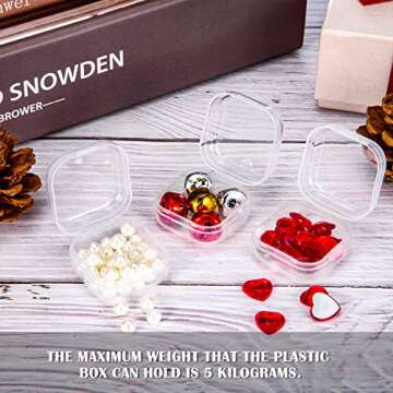 SATINIOR 24 Packs Small Clear Plastic Beads Storage Containers Box with Hinged Lid for Storage of Small Items, Crafts, Jewelry, Hardware, 1.37 x 1.37 x 0.7 in