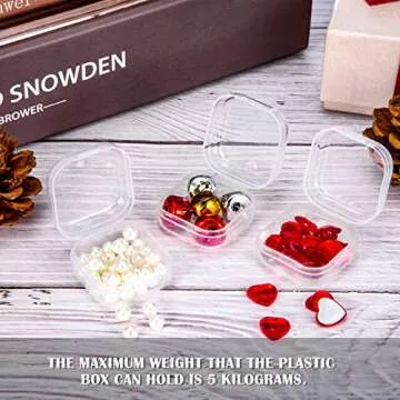 SATINIOR 24 Packs Small Clear Plastic Beads Storage Containers Box with Hinged Lid for Storage of Small Items, Crafts, Jewelry, Hardware, 1.37 x 1.37 x 0.7 in