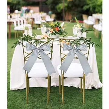 TONIFUL 4 Inch Wide Silver Solid Satin Ribbon 22yd Fabric Large Ribbon for Cutting Ceremony Grand Opening Chair Sashes Table Hair Bows Floral Sewing Craft Gift Wrapping Wedding Party Decoration