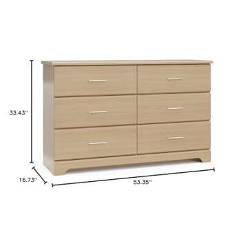 Storkcraft Brookside 6 Drawer Double Dresser (Driftwood) – Dresser For Nursery, 6 Drawer Dresser, Kids Dresser, Nursery Dresser Drawer Organizer, Chest of Drawers