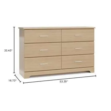 Storkcraft Brookside 6 Drawer Double Dresser (Driftwood) – Dresser For Nursery, 6 Drawer Dresser, Kids Dresser, Nursery Dresser Drawer Organizer, Chest of Drawers