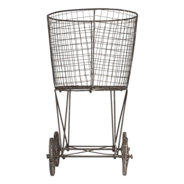 Creative Co-op Vintage Metal Basket Cart with Wheels