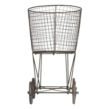 Creative Co-op Vintage Metal Basket Cart with Wheels