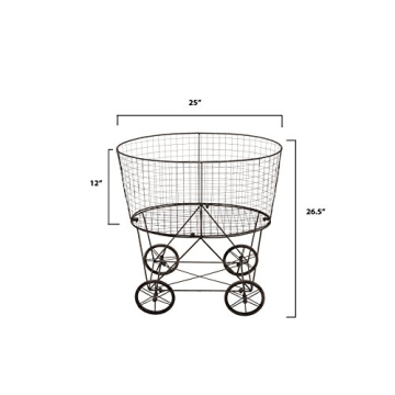 Creative Co-op Vintage Metal Basket Cart with Wheels