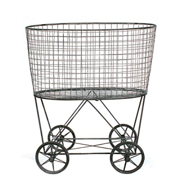 Creative Co-op Vintage Metal Basket Cart with Wheels