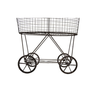 Creative Co-op Vintage Metal Basket Cart with Wheels