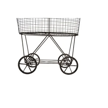 Creative Co-op Vintage Metal Basket Cart with Wheels