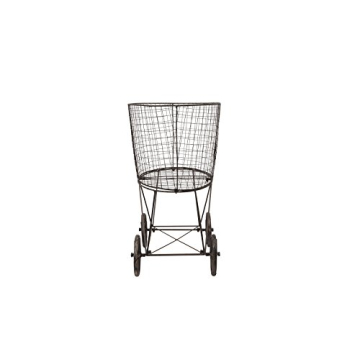 Creative Co-op Vintage Metal Basket Cart with Wheels