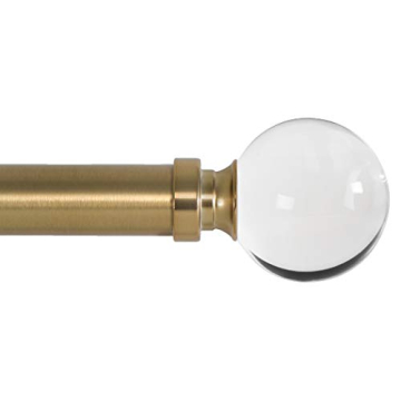 Ivilon Drapery Treatment Window Curtain Rod - Acrylic Ball 1 inch Pole, 48 to 86 Inch, Warm Gold