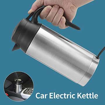 Car Kettle Boiler Sunsbell 650ml Car Heating Travel Cup Stainless Steel Mug Car Coffee Cup Warmer with DC 12V Charger for Car (Kettle Boiler)