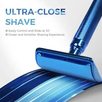 ZOMCHI Double Edge Safety Razor for Men & Women, Premium Metal Razor with 10 Double Edge Safety Razo...