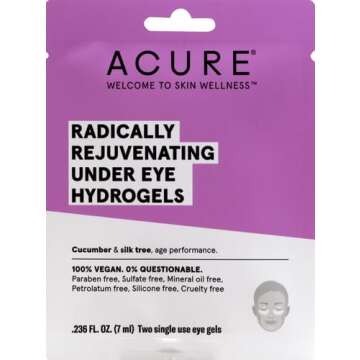 Acure Radically Rejuvenating Under Eye Hydrogel Mask 0.236 Fl Oz - Anti-Aging Silk Tree & Cucumber