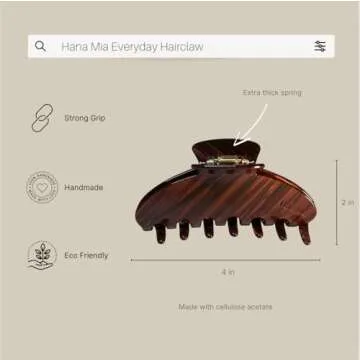 Hana Mia Hair Clip for Women, Burgundy, 4 Inches, Large Claw Clip for Thick Hair, Premium Durable Acetate, No Slip Grip, 1 Piece