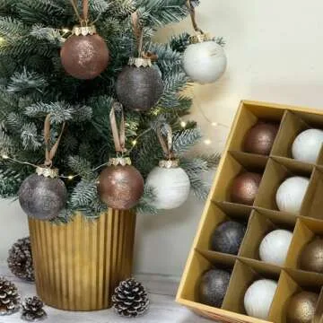 Yunlly 12 Vintage Copper Christmas Ornaments for Home