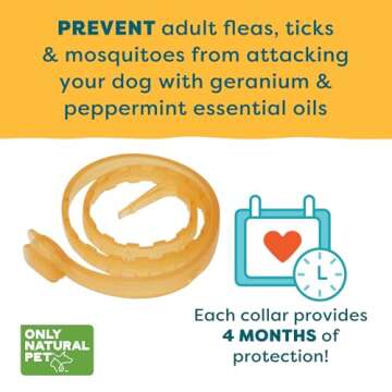 Only Natural Pet EasyDefense Flea & Tick Dog Collar - Canine Flea Control Collars - One Size Fits All - Pet Care That Protects up to 4 Months - for Dogs (Single Pack)