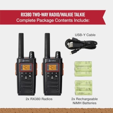 Cobra RX380 Walkie Talkies - Long Range & Rechargeable 2-Pack