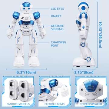 SGILE RC Robot Toys for Kids, Gesture Sensing Programmable Rechargeable Remote Control Robot for Age...