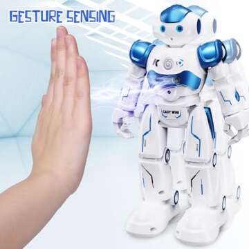 SGILE RC Robot Toys for Kids, Gesture Sensing Programmable Rechargeable Remote Control Robot for Age 3 4 5 6 7 8 12 Year Old Boys Girls Birthday Gift Present, Blue