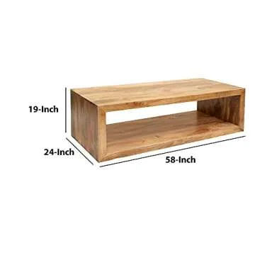 58-Inch Urban Port Cube Mango Wood Coffee Table - Stylish & Functional