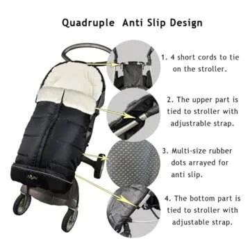 CozyMe 3 in 1 Winter Outdoor Tour Toddler Universal Stroller Sleeping Bag, Waterproof Footmuff, Leng...