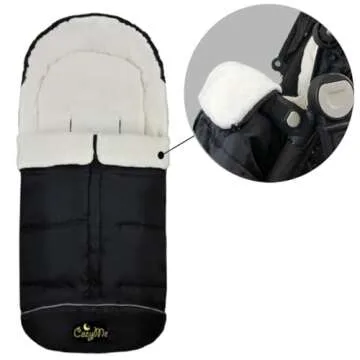 CozyMe 3 in 1 Winter Outdoor Tour Toddler Universal Stroller Sleeping Bag, Waterproof Footmuff, Length/Height/Temperature Adjustable Baby Bunting Bag, Black