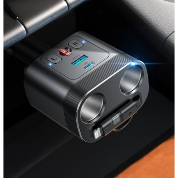 JOYROOM 5 in 1 Car Cigarette Lighter Adapter, 160W Fast Charging Car Charger Adapter, 2-Socket Cigar...
