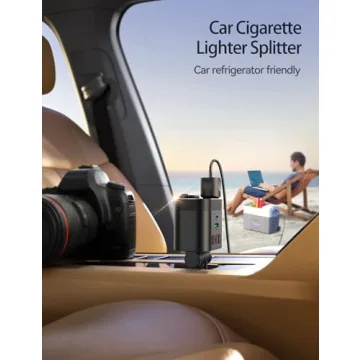 JOYROOM 5 in 1 Car Cigarette Lighter Adapter, 160W Fast Charging Car Charger Adapter, 2-Socket Cigarette Lighter Splitter, Retractable Car Charger for iPhone Android All Car Devices