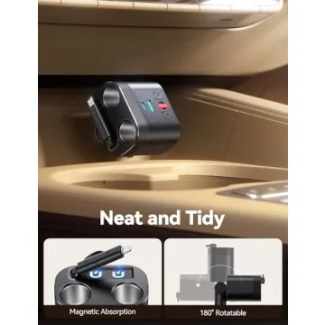 JOYROOM 5 in 1 Car Cigarette Lighter Adapter, 160W Fast Charging Car Charger Adapter, 2-Socket Cigarette Lighter Splitter, Retractable Car Charger for iPhone Android All Car Devices