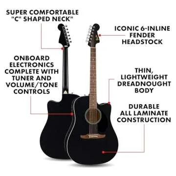 Fender California Debut Redondo CE Acoustic Guitar, Beginner Guitar, 2-Year Warranty, Includes Built...